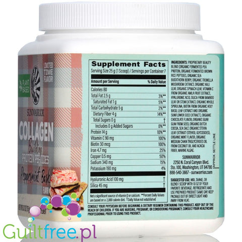 Sunwarrior Collagen Building Protein Peptides Peppermint Bark