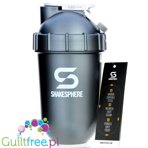 Shakesphere Tumbler View 700ml Gun Metal  - protein shaker with a spherical bottom, no sediments shape