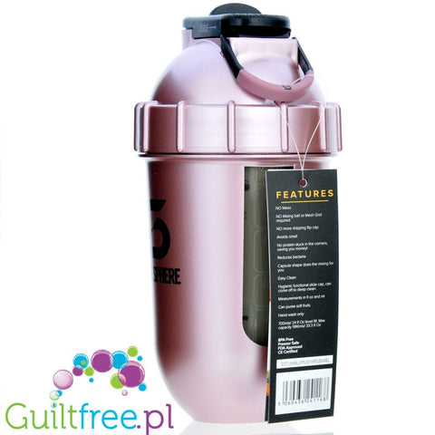 Shakesphere Tumbler View 700ml Rose Gold  - protein shaker with a spherical bottom, no sediments shape