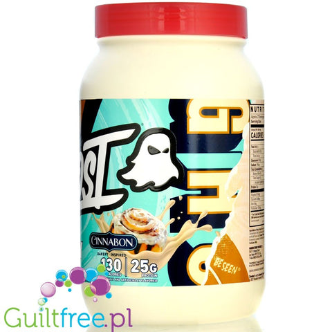Ghost 100% Whey Cinnabon - odżywka białkowa z WPI, WPH i kompleksem enzymów, smak Bułeczka Cynamonowa