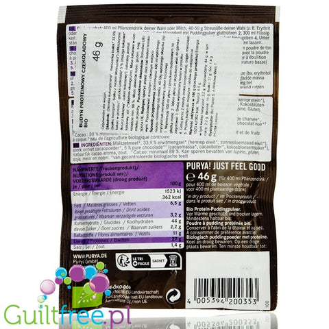 Pur Ya! Protein Pudding Just Chocolate - vegan, sugar & sweetener free protein pudding instant