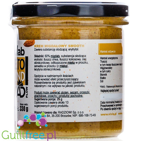 FoodLab by Anka Dziedzic Almond Spread 330g - no added sugar Almond & Milk smooth sweet spread with erythritol