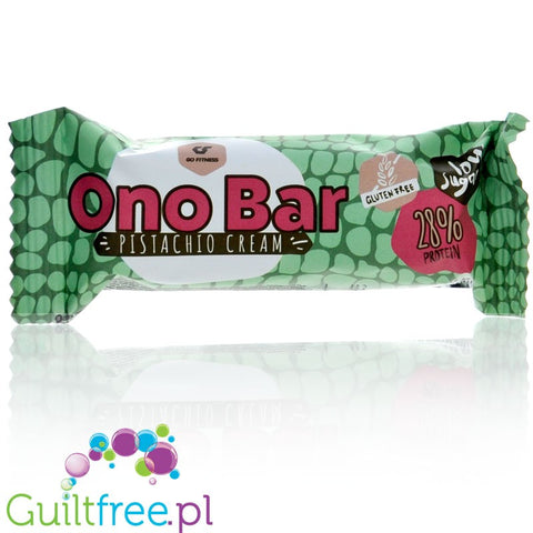Go Fitness Ono Bar Pistachio Cream - bezglutenowy wafelek a la Bueno w czekoladzie z proteinowym kremem pistacjowym