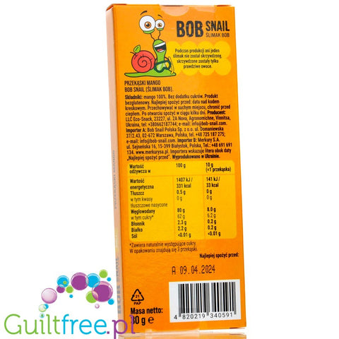 Bob Snail Fruit mango snack with no added sugar 30g