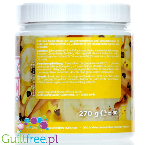 Rocka Nutrition Smacktastic Banana Chocolate Split 270g - słodzący aromat słodzący w proszku, Banan, Czekolada & Bita Śmietanka
