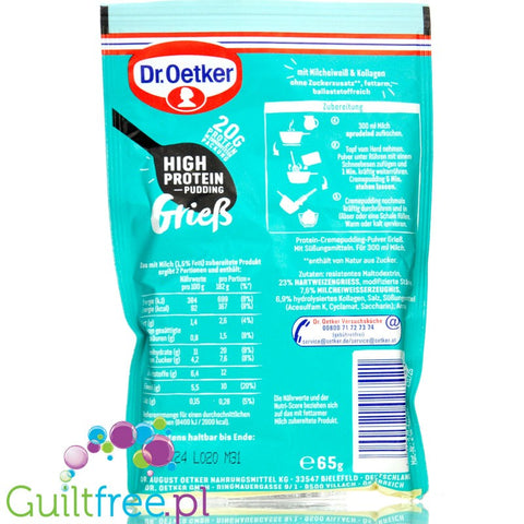 Dr Oetker High Protein Pudding Griess - proteinowa kasza manna bez cukru