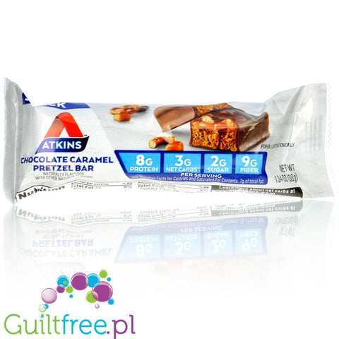 Atkins Snack Chocolate Caramel Pretzel PUDEŁKO x 5 batonów - niskocukrowy baton 150kcal & 8g białka
