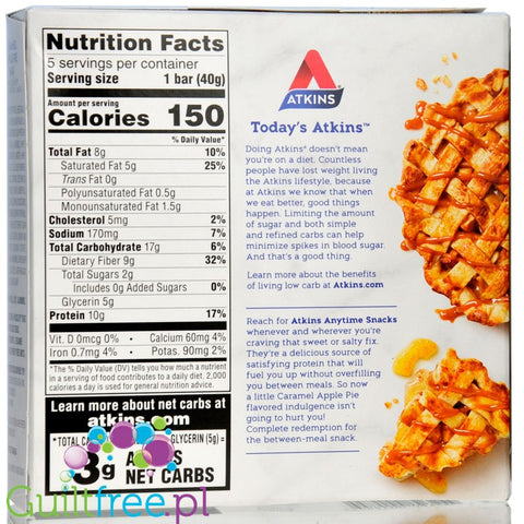 Atkins Snack Caramel Apple Pie BOX of  5 BARS