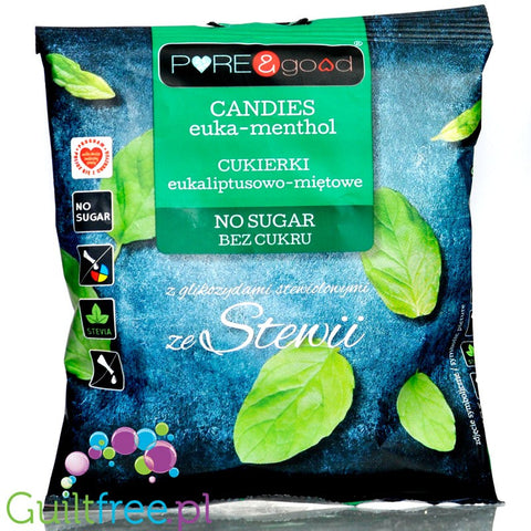 Pure & Good Candies Euka-Menthol - eukaliptusowo-mentolowe cukierki bez cukru ze stewią