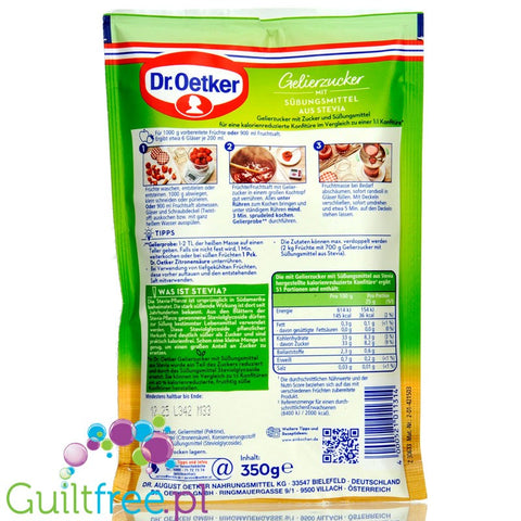 Dr. Oetker Gelierzuker Stevia 3:1 - cukier żelujący 'żelfix' ze stewią do dżemów 40% mniej cukru