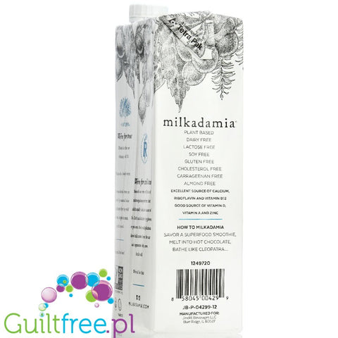 Milkadamia Unsweetened Macadamia Milk 946ml - vegetable macadamia milk, without sugar, soy and carrageenan