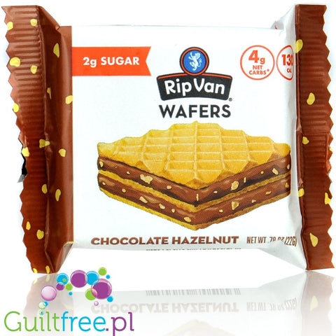 Rip Van Wafers Chocolate Hazelnut 130kcal - wafelek z kremem czekoladowym i orzechami laskowymi 2g cukru