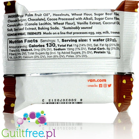 Rip Van Wafers Chocolate Hazelnut 130kcal - wafelek z kremem czekoladowym i orzechami laskowymi 2g cukru
