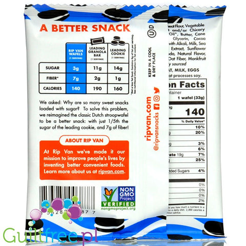 Rip Van Wafels Cookies & Cream 140kcal No Sugar Added