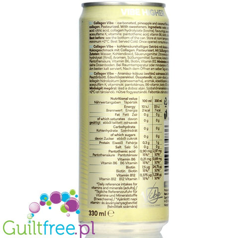 Collagen Vibe Pinapple & Coconut - drink kolagenowy bez cukru z witaminami B, zero kcal, Ananas & Kokos