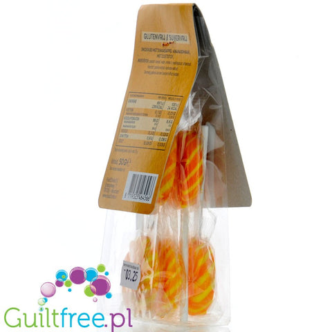 Food2Smile Orange Lollipops 24kcal - wegańskie lizaki bez cukru o smaku pomarańczowym 5 szt