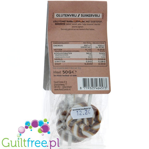 Food2Smile Toffee Lollipops 24kcal - wegańskie lizaki bez cukru o smaku karmelowym 5 szt