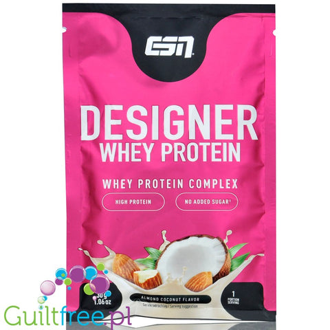 ESN Designer Whey Almond Coconut - WPI, WPH i WPC, odżywka białkowa, saszetka 30g, o smaku Migdałowo Kokosowym