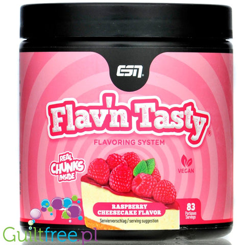 ESN Flav'N'Tasty Raspberry Cheesecake 250g - wegański aromat w proszku, Sernik Malinowy