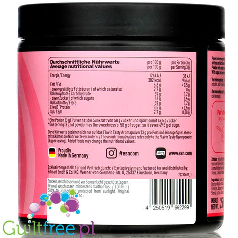 ESN Flav'N'Tasty Raspberry Cheesecake 250g - wegański aromat w proszku, Sernik Malinowy