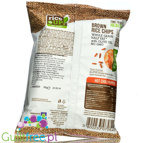 RiceUp Paprika 25g - cieniutkie paprykowe chipsy z brązowego, pełnoziarnistego ryżu