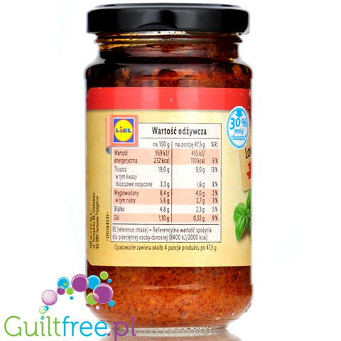 Kania Low Fat Pesto Rosso - czerwone pesto z suszonymi pomidorami, parmezanem i nerkowcami 30% mniej tłuszczu