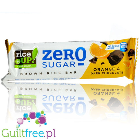RiceUP Zero Brown Rice Bar Orange & Dark Chocolate 81kcal - ryżowy batonik bez cukru i słodzików, Pomarańcza & Ciemna Czekolada