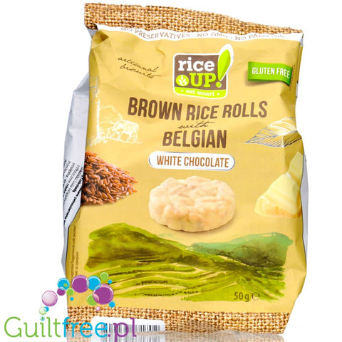 RiceUP Zero Brown Rice Rolls White Chocolate - wafle z brązowego ryżu w belgijskiej białej czekoladzie