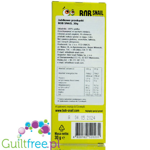 Bob Snail Roll Apple - Przekąska Jabłko bez dodatku cukru Bob Snail, 30g