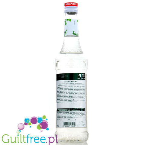 Monin Pure Non Sucré Mint - niesłodzony syrop koncentrat bez cukru i słodzików z naturalnymi aromatami, Mięta