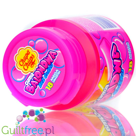 Chupa Chups Bubble Gum 18 pcs - chewing gum with strawberry, orange and lemon flavors without sugar