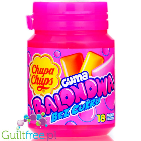 Chupa Chups Bubble Gum 18 pcs - chewing gum with strawberry, orange and lemon flavors without sugar