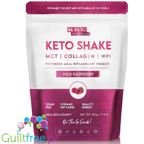 BeKeto Diet Keto Shake MCT & Collagen Wild Raspberry - shake proteinowy z MCT i kolagenem, Dzika Malina