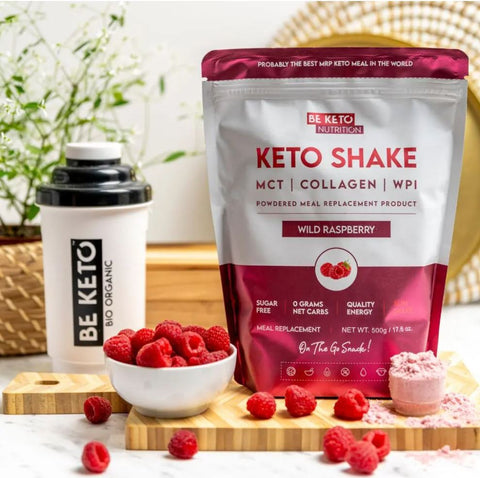 BeKeto Diet Keto Shake MCT & Collagen Wild Raspberry - shake proteinowy z MCT i kolagenem, Dzika Malina