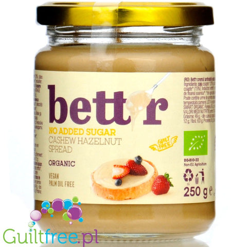 Bett'r Cashew Hazelnut Spread 250g - cream of roasted cashews and hazelnuts