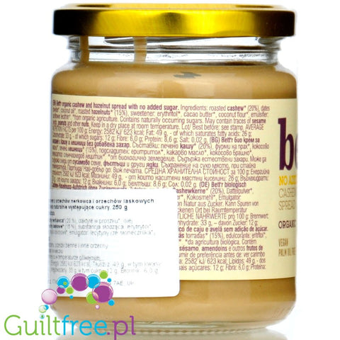 Bett'r Cashew Hazelnut Spread 250g - cream of roasted cashews and hazelnuts