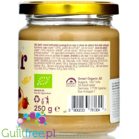 Bett'r Cashew Hazelnut Spread - wegański bio krem z prażonych nerkowców i orzechów laskowych bez dodatku cukru