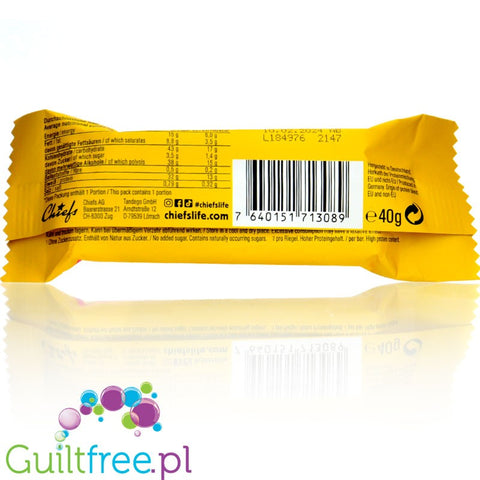 Chiefs Core Protein Bar Vanilla Cheesecake - 13g  protein & 150kcal, no added sugar protein bar