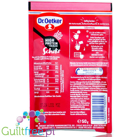 Dr Oetker High Protein Küchlein Chocolate - whey protein cake snack, mug cake instant