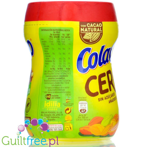 ColaCao 0% Cero Fibra - napój kakaowy bez dodatku cukru 0,3kg