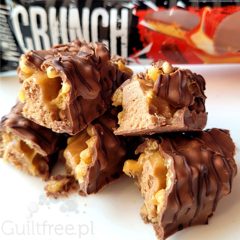 Warrior Crunch Peanut Butter Cup protein bar with crunchy crispies