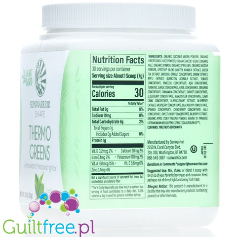 Sunwarrior Shape Thermo Greens, Unflavored - antioxidant metabolic ignitor