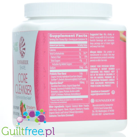 Sunwarrior Shape Core Cleanser Strawberry Cooler, Digestive & Bloat Relief