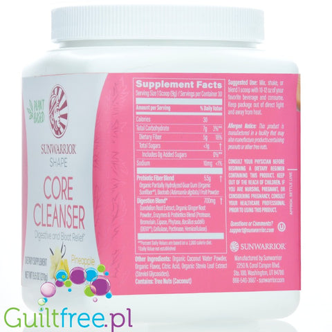 Sunwarrior Shape Core Cleanser Digestive & Bloat Relief, Pineapple & Vanilla - wegańska formuła na trawienie i wzdęcia