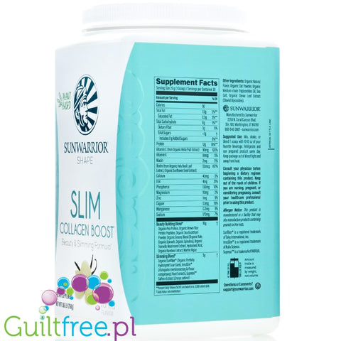 Sunwarrior Shape Slim Collagen Boost Beauty & Slimming Formula, Vanilla - wegańskie białko z formułą budującą kolagen