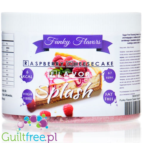 Funky Flavors Splash Raspberry Cheesecake 6kcal 150g - sernikowy aromat słodzący w proszku, z malinami i ciasteczkami