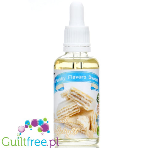 Funky Flavors Sweet Coconut Waffelight - kropelki aromatyzujące bez cukru, Wafelek Kokosowy w Białej Czekoladzie