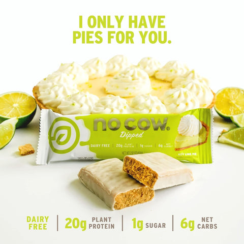 No Cow Bar Dipped, Key Lime Pie - wegański baton białkowy 20g białka, 14g błonnika, Limonka & Biała Czekolada