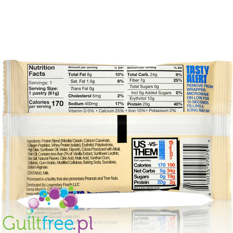Legendary Foods Tasty Pastry Cookies & Cream - nadziewane  ciacho na ciepło bez cukru, jak Pop Tarts