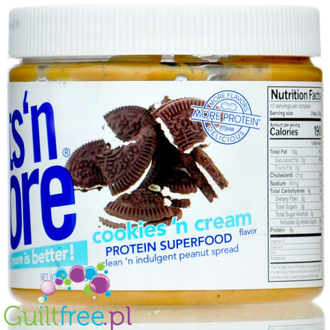 Nuts 'N More Cookies Cream WPI protein infused peanut spread with xylitol